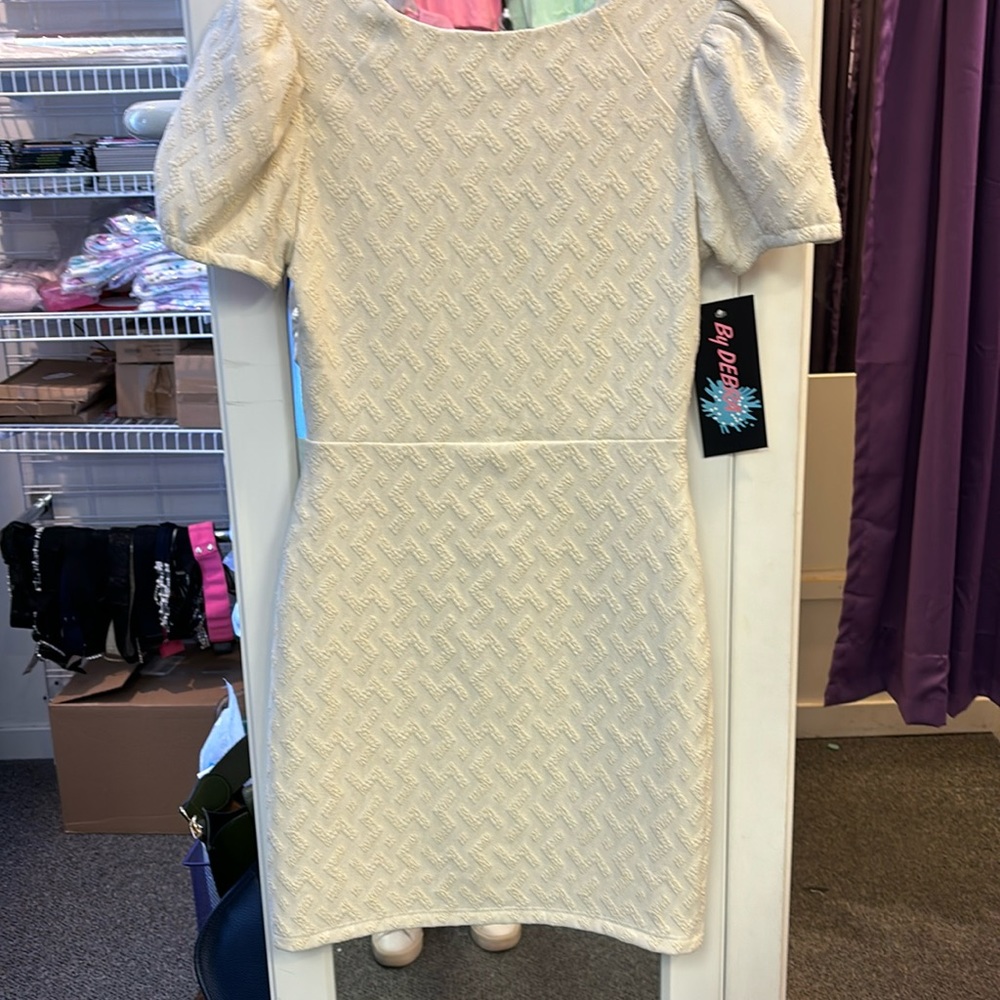 New By Debra dress.  Size 12/14.  Ivory with gold detail